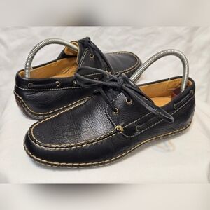 Sandro Moscolini Mens Ronan Tour Collection Black Leather Boat Shoes Sz 8